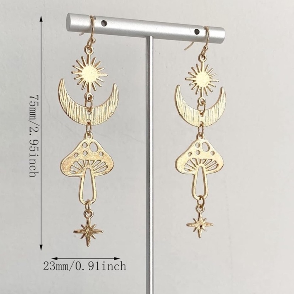NEW Bohemian Moon Mushroom whimsical dangle Earrings - Boutique - Picture 6 of 7